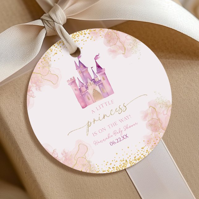 Étiquettes Cadeau Un petit Baby shower du château royal de Princess (Créateur téléchargé)