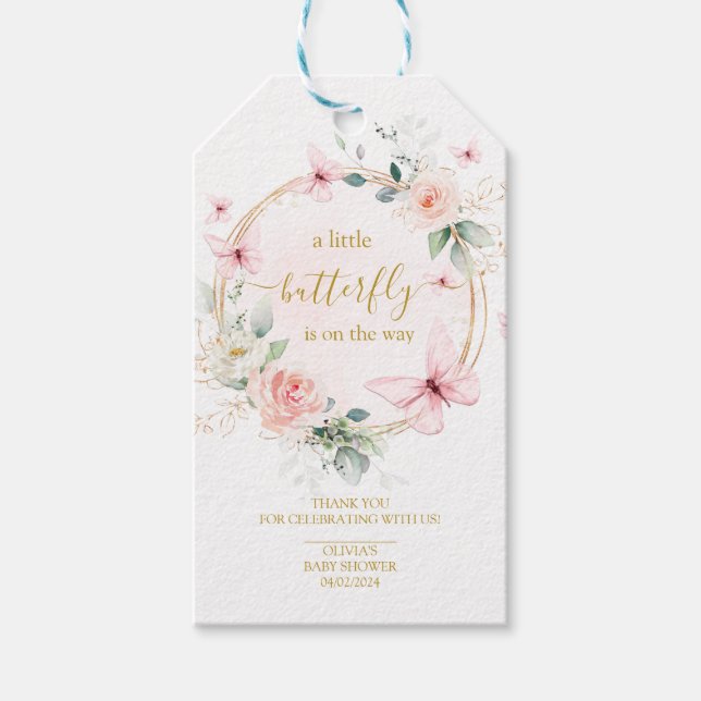 Étiquettes-cadeau Un petit baby shower papillon (Devant)