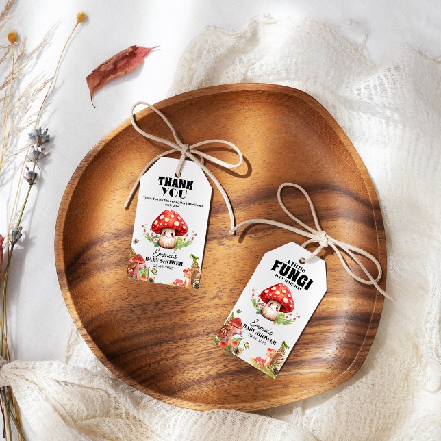 Étiquettes-cadeau un petit champignon Baby shower papillon de champi ( Mushroom Baby Shower )