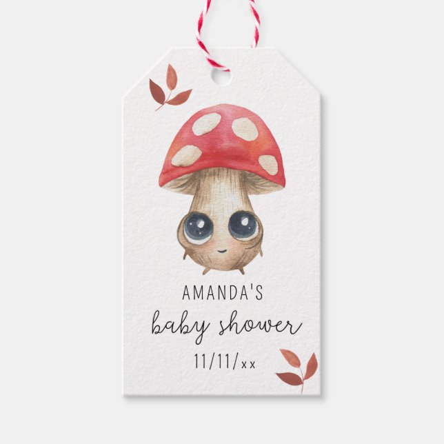 Étiquettes-cadeau Un petit champignon est en route - Baby shower (Devant)