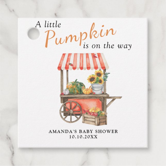 Étiquettes Cadeau Un petit Citrouille est en Baby shower (Devant)