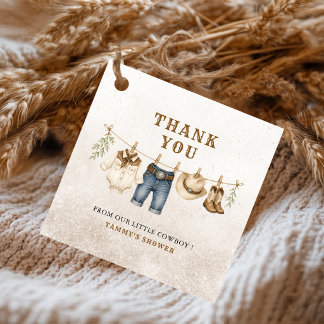 Étiquettes Cadeau Un petit cowboy arrive Merci