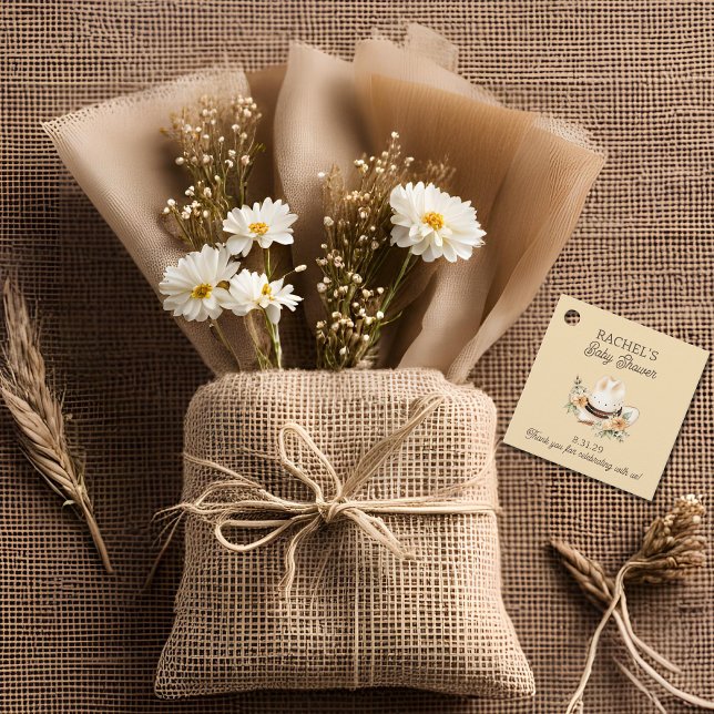 Étiquettes Cadeau Un petit cowboy est sur son chemin Western Baby sh (Créateur téléchargé)