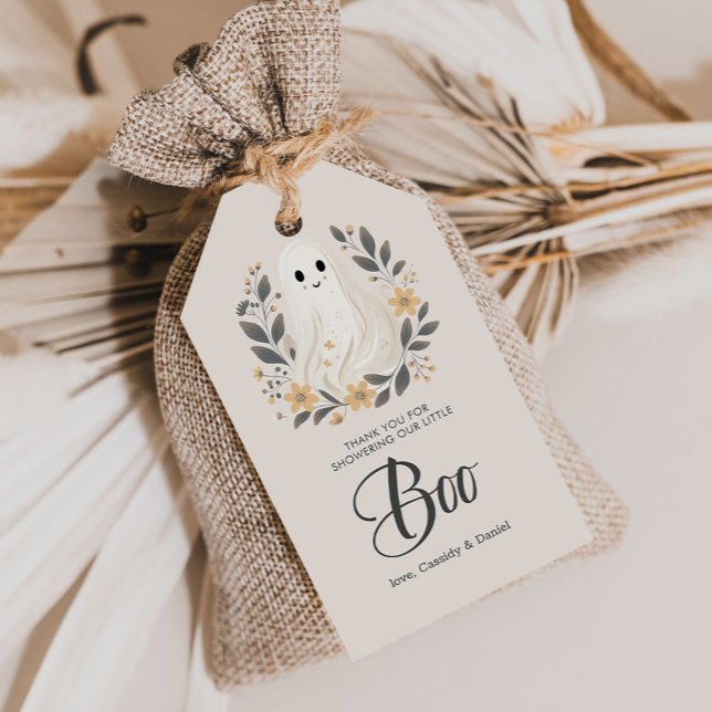 Étiquettes-cadeau Un petit fantôme d'Halloween Baby shower Merci (Créateur téléchargé)