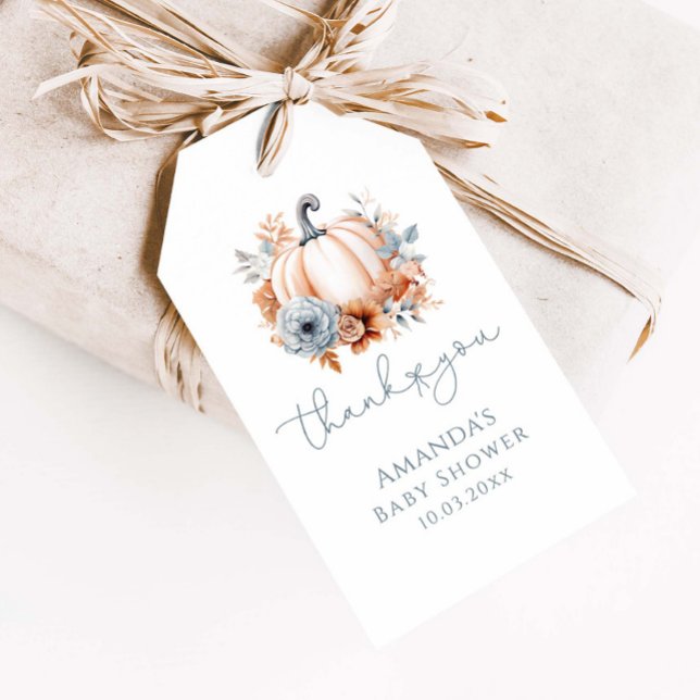 Étiquettes-cadeau Un petit garçon Citrouille Merci Baby shower d'aut (Créateur téléchargé)