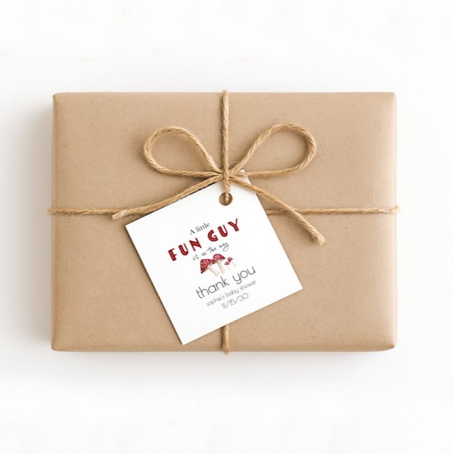 Étiquettes Cadeau Un Petit Gars Amusant Aquarelle Baby shower Champi (Créateur téléchargé)