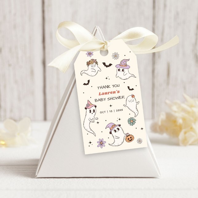 Étiquettes-cadeau Un petit livre est presque dû Baby shower d'Hallow (Créateur téléchargé)