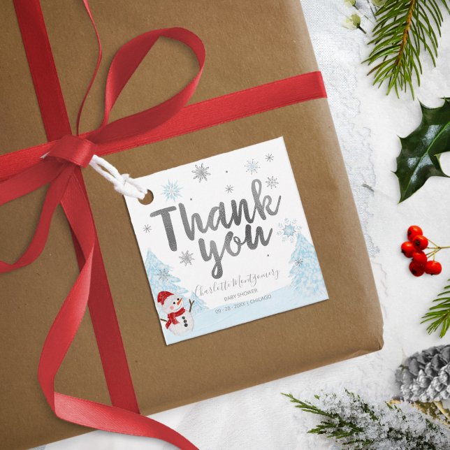 Étiquettes Cadeau Un petit Merci de Baby shower bleu flocon (Créateur téléchargé)