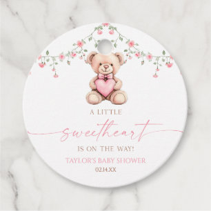 Étiquettes Cadeau Un petit nounours rose pour une baby shower