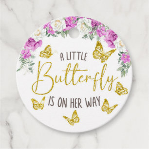 Étiquettes Cadeau Un petit papillon est en route Circle Favor Tags