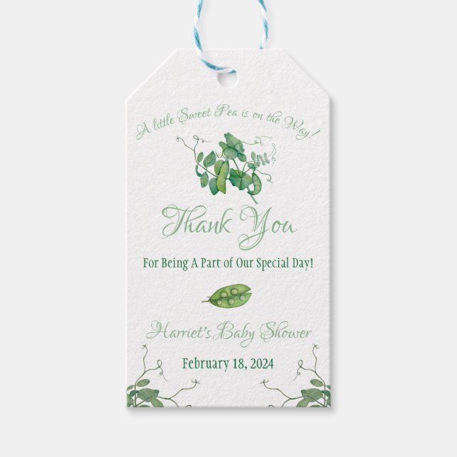 Étiquettes-cadeau Un Petit Pois Sucré est en route ! Baby shower (Devant)