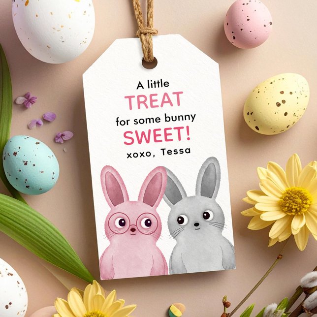 Étiquettes-cadeau Un petit régal pour un peu de lapin doux en rose (Créateur téléchargé)