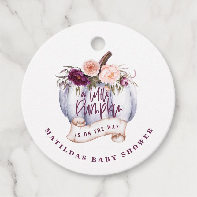 Étiquettes Cadeau Un peu citrouille à la fête du baby shower d'autom (Devant)