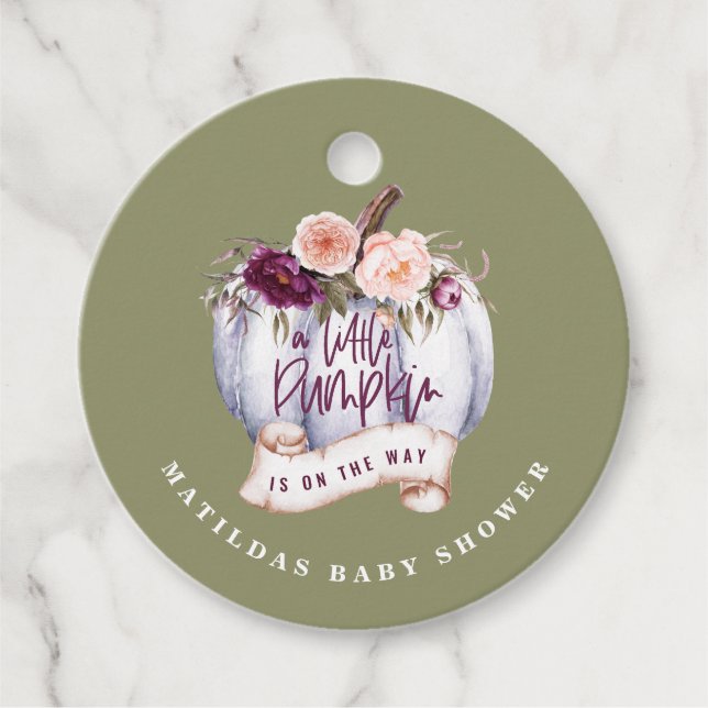 Étiquettes Cadeau Un peu citrouille à la fête du baby shower d'autom (Devant)