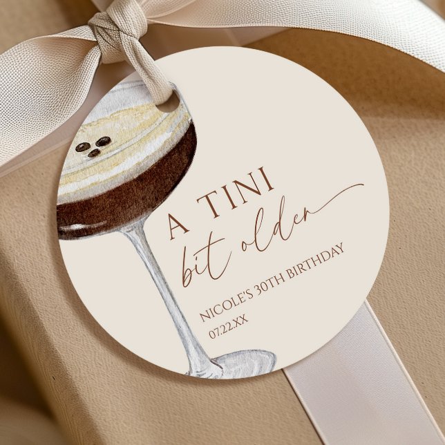 Étiquettes Cadeau Un peu plus âgé Expresso Martini Enterrement de vi (Créateur téléchargé)
