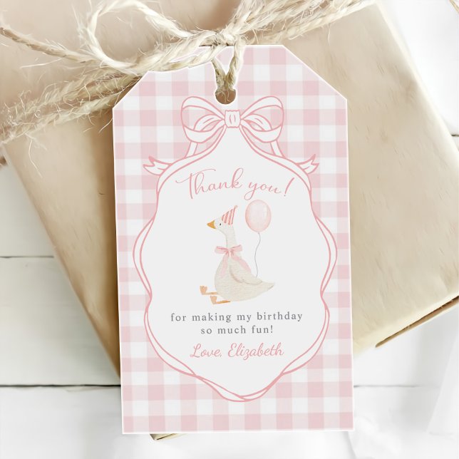 Étiquettes-cadeau Un Premier Anniversaire Silly Goose Arc Rose (Créateur téléchargé)