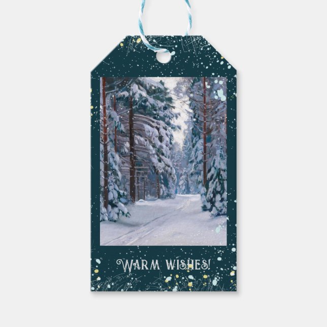 Étiquettes-cadeau Un sentier neigeux dans la forêt (Devant)