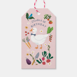 Étiquettes-cadeau Un Silly Goose Farmer Jardin Thème Rose