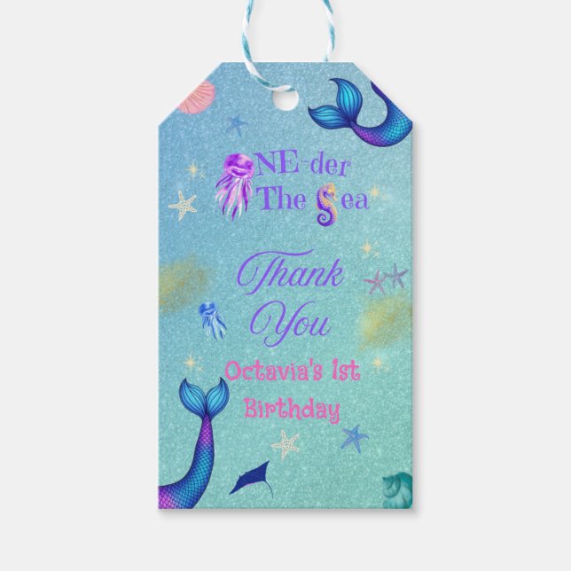 Étiquettes-cadeau Un sous la mer Premier Anniversaire (Devant)