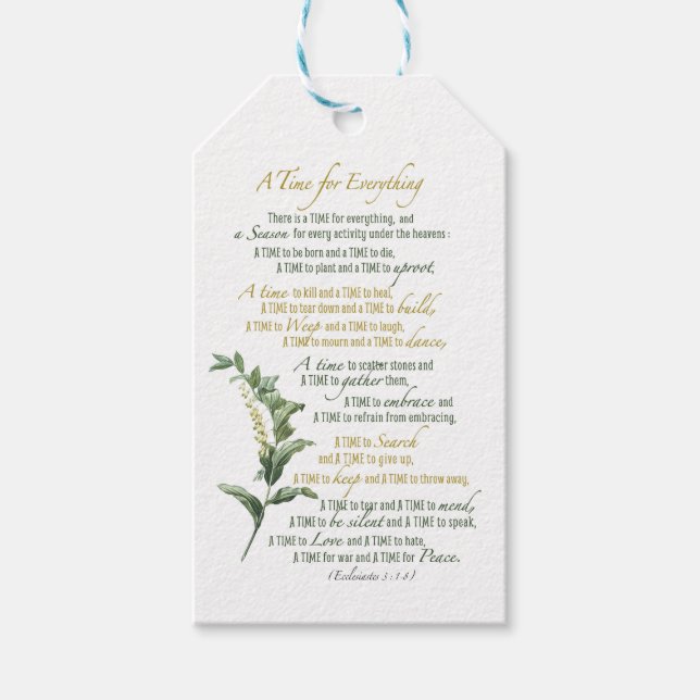 Étiquettes-cadeau Un temps pour tout - Ecclesiastes 3 : 1-8 (Devant)