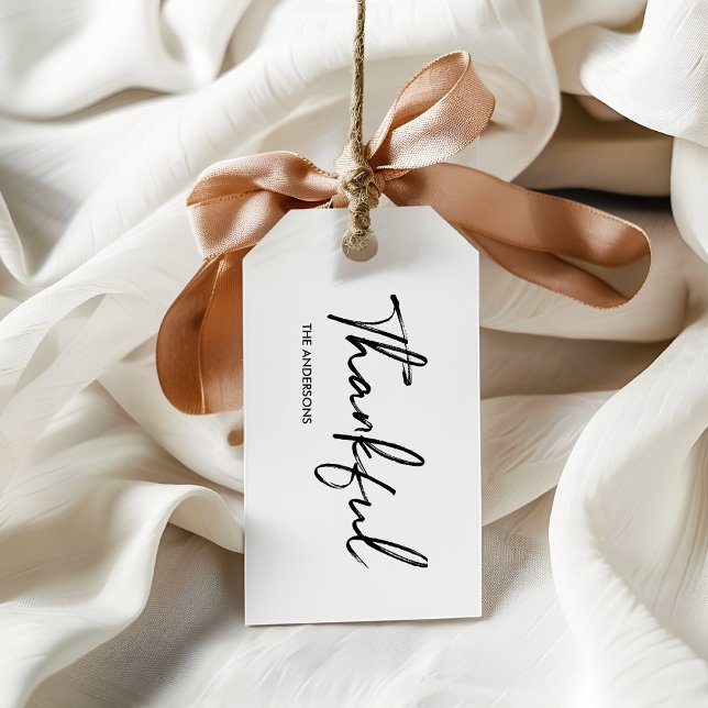 Étiquettes-cadeau Un Thanksgiving blanc minimaliste (Créateur téléchargé)