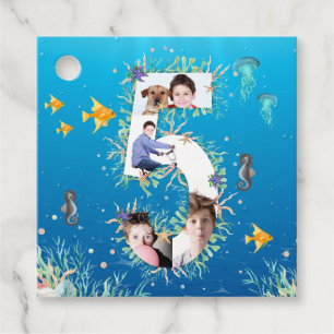 Étiquettes Cadeau Under the Sea Photo Collage Big 5th Birthday