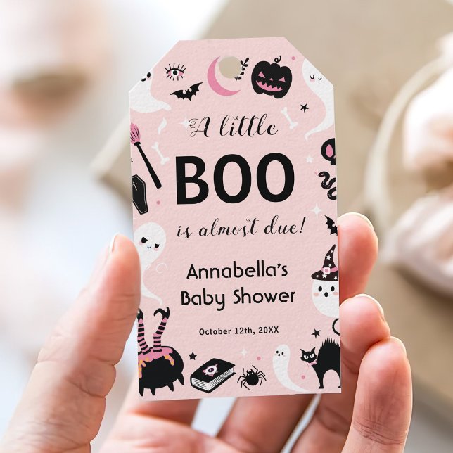 Étiquettes-cadeau Une Baby Shower Rose pour un petit Boo Halloween (Créateur téléchargé)