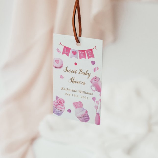 Étiquettes-cadeau Une Baby Shower Rose Un Petit Amour (Créateur téléchargé)
