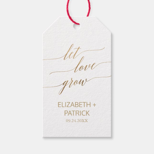 Étiquettes-cadeau Une Calligraphie Or Élégante Laisser L'Amour Croît (Devant)