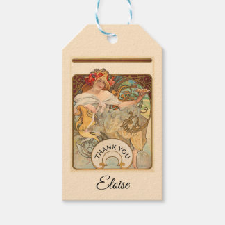 Étiquettes-cadeau Une dame avec des pavots dans ses cheveux, Merci