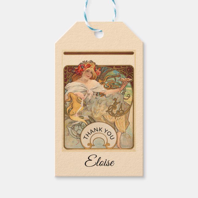 Étiquettes-cadeau Une dame avec des pavots dans ses cheveux, Merci (Devant)