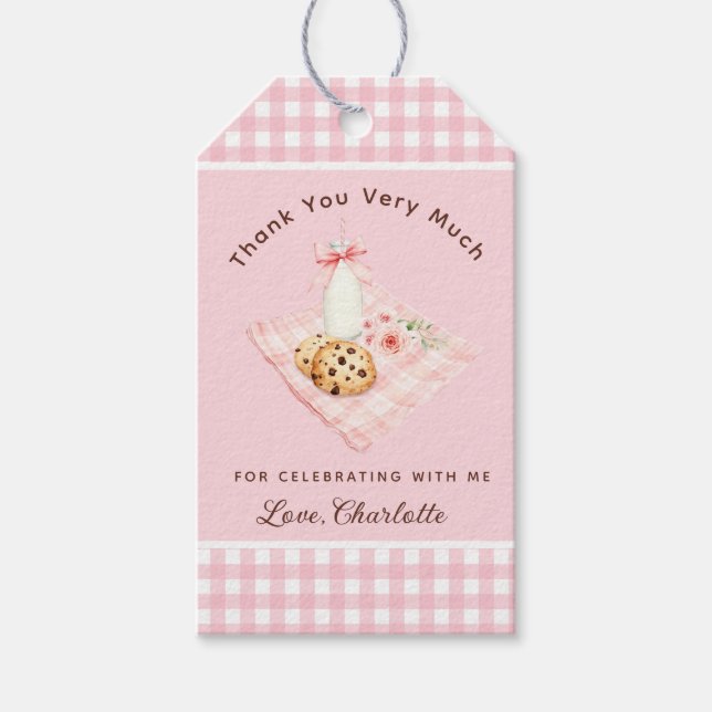 Étiquettes-cadeau Une douce Cookie Girl Premier Merci d'anniversaire (Devant)