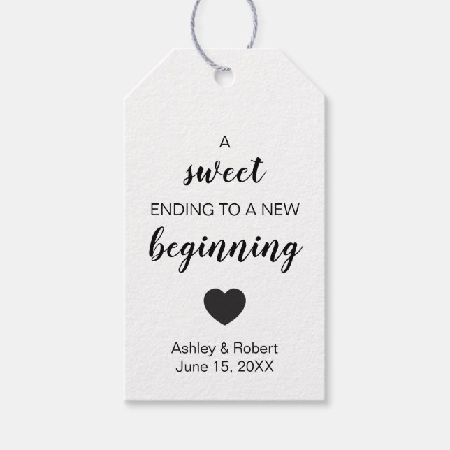 Étiquettes-cadeau Une douce fin à un nouveau début de mariage Favor (Devant)