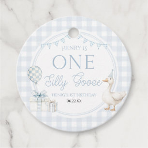 Étiquettes Cadeau UNE Fête d'anniversaire de 1 an d'Oie Silly Bleue
