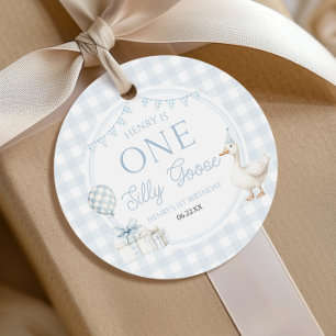 Étiquettes Cadeau UNE Fête d'anniversaire de 1 an d'Oie Silly Bleue