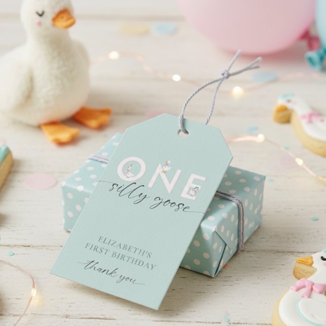 Étiquettes-cadeau Une oie bête 1er anniversaire mignonne (Créateur téléchargé)