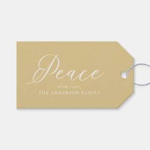 Étiquettes-cadeau Une paix élégante Gold Holiday