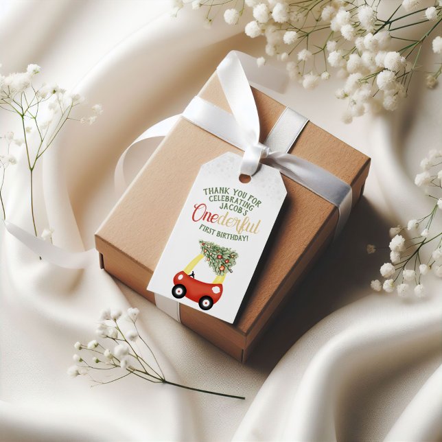 Étiquettes-cadeau UNE période merveilleuse de l'année Voiture rouge  (Créateur téléchargé)