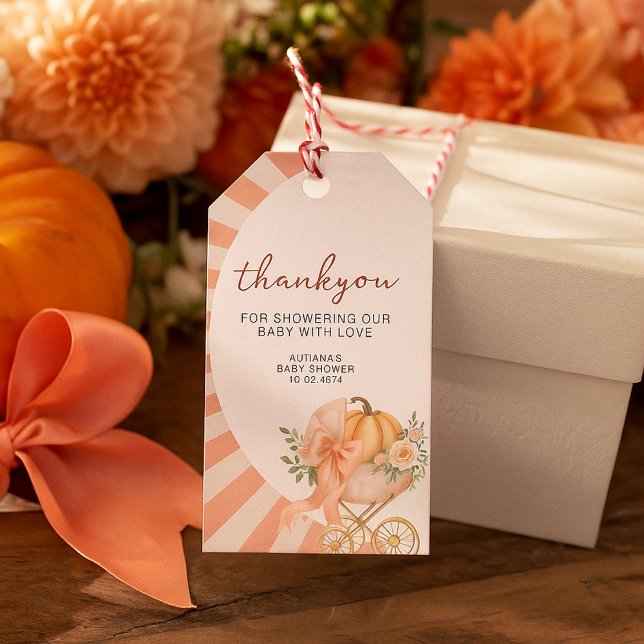 Étiquettes-cadeau Une petite Baby Shower aquarelle rose à la citroui (Créateur téléchargé)