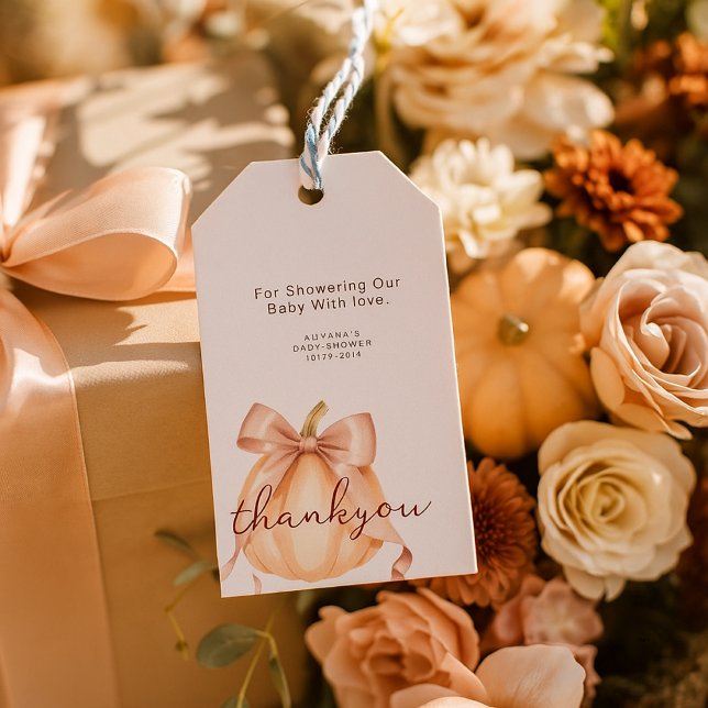 Étiquettes-cadeau Une petite Baby Shower aquarelle rose citrouille b (Créateur téléchargé)