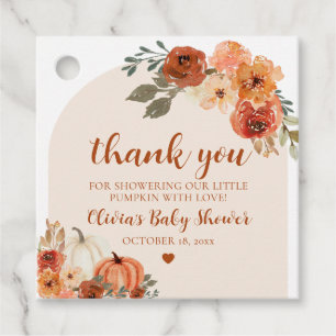 Étiquettes Cadeau Une petite fête de bébé florale automne citrouille
