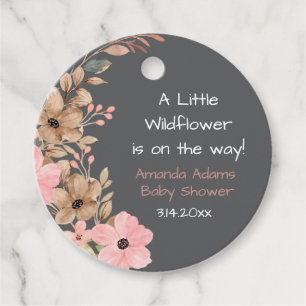 Étiquettes Cadeau Une petite fille Fleur des champs Baby Shower