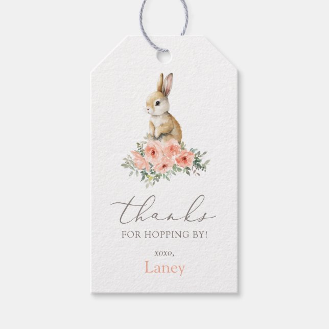 Étiquettes-cadeau Une Petite Fille Florale Rose Grotte Fête Annivers (Devant)