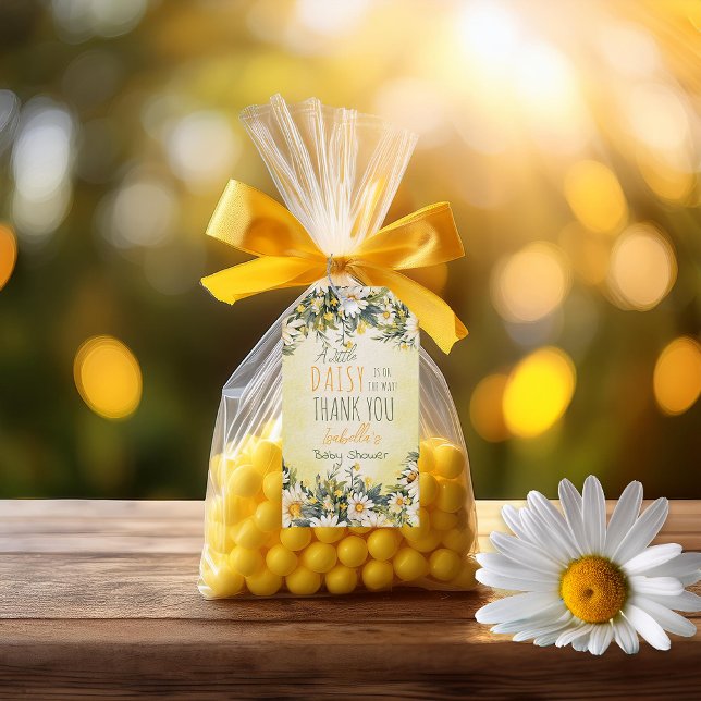 Étiquettes-cadeau Une petite marguerite est en route Fête bébé fleur ("A Little Daisy Is On The Way!" Daisies Floral-Themed Girl Baby Shower Favor Gift Tags)