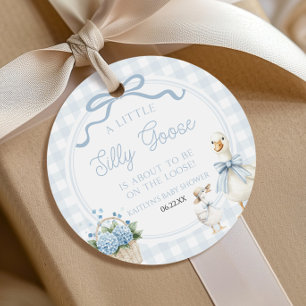 Étiquettes Cadeau Une Petite Oie Ridicule Arc Floral Bleu Baby Showe