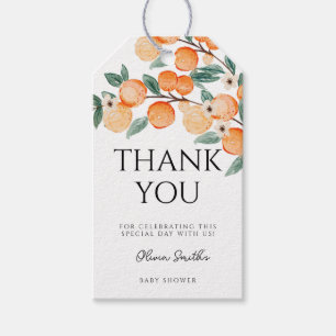 Étiquettes-cadeau Une petite orange adorable Citrus Merci baby showe