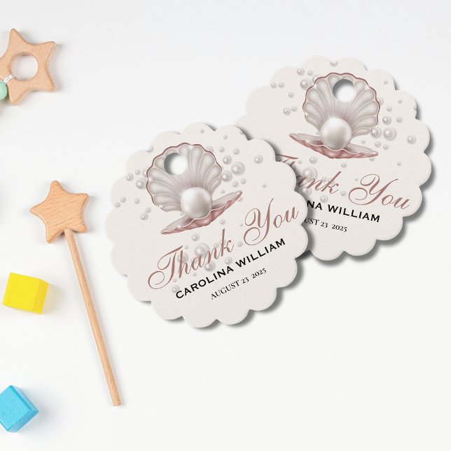 Étiquettes Cadeau une petite perle sous le baby shower de mer (Créateur téléchargé)