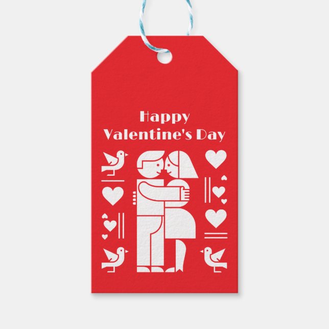 Étiquettes-cadeau Une Saint-Valentin de style Bauhaus moderne (Devant)