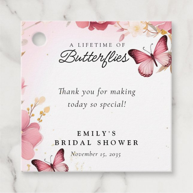 Étiquettes Cadeau Une vie de papillons Shower de mariage (Devant)