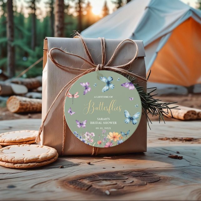 Étiquettes Cadeau Une vie de papillons Table de fête prénuptiale (Créateur téléchargé)
